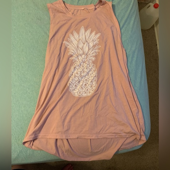 Light Pink Pineapple Tank Top Unknown Brand Size XL - Picture 7 of 9